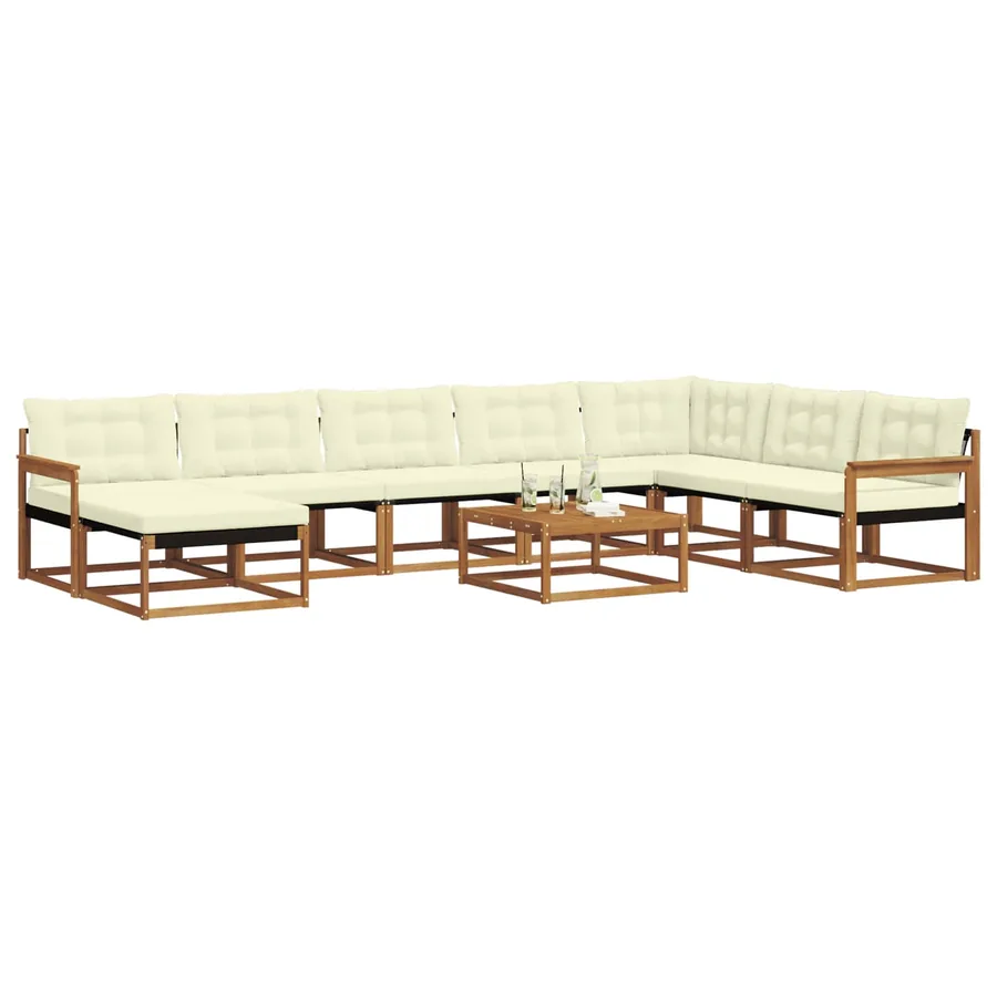 Ensemble de canapés d'extérieur 9 pcs Naturel et Crème - 3