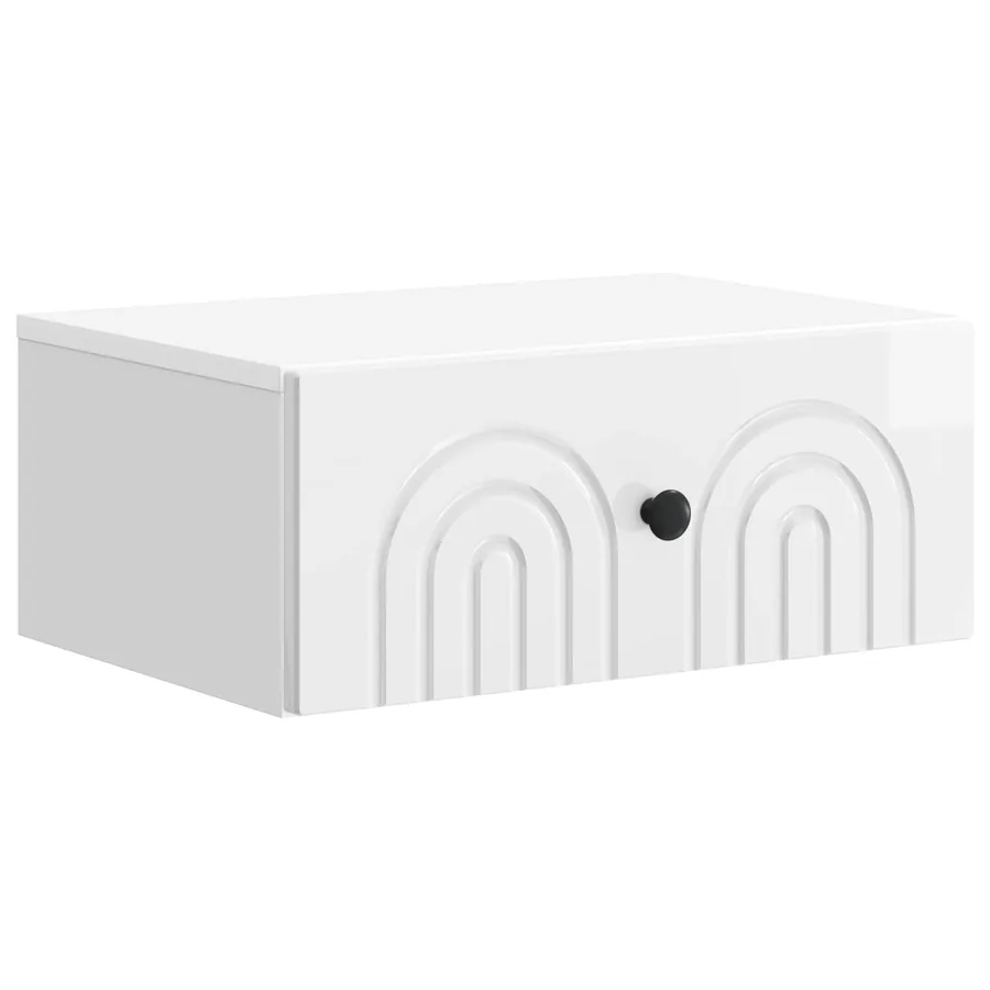 Cabinet de chevet mural Blanc brillant 49 x 34,5 x 20 cm - 2