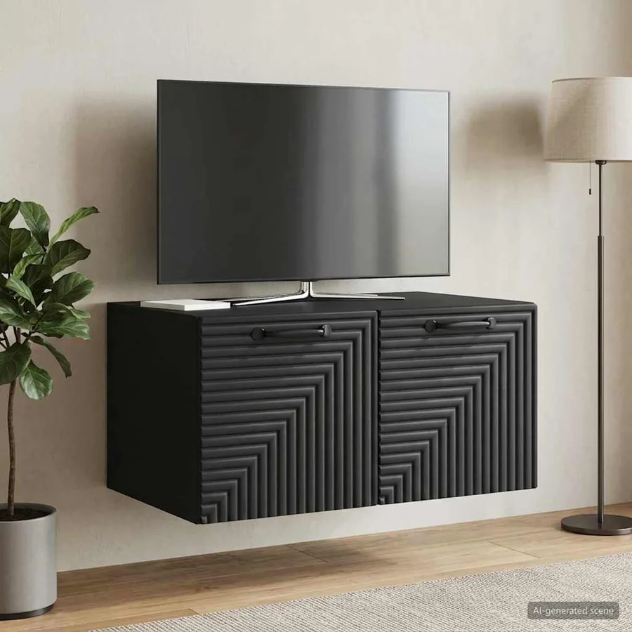 Meuble TV mural Noir 59,5 x 41 x 30 cm Bois d'ingénierie