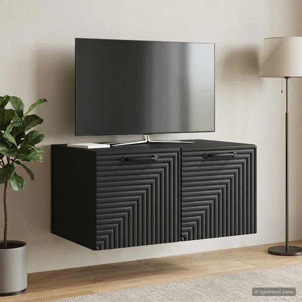 Meuble TV mural Noir 59,5 x 41 x 30 cm Bois d'ingénierie