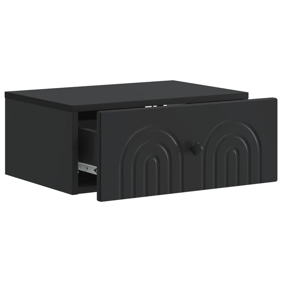 Cabinet de chevet mural avec tiroir Noir 49 x 34,5 x 20 cm - 4