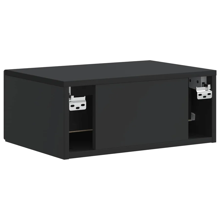 Cabinet de chevet mural avec tiroir Noir 49 x 34,5 x 20 cm - 7