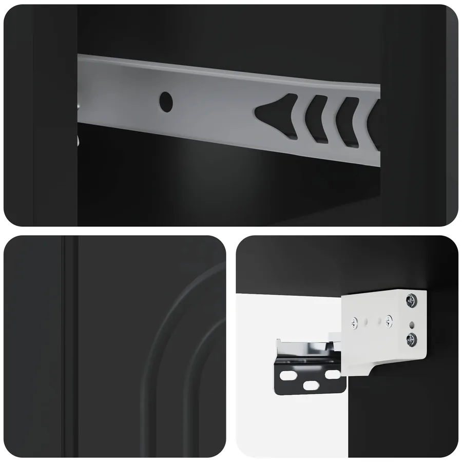 Cabinet de chevet mural avec tiroir Noir 49 x 34,5 x 20 cm - 8