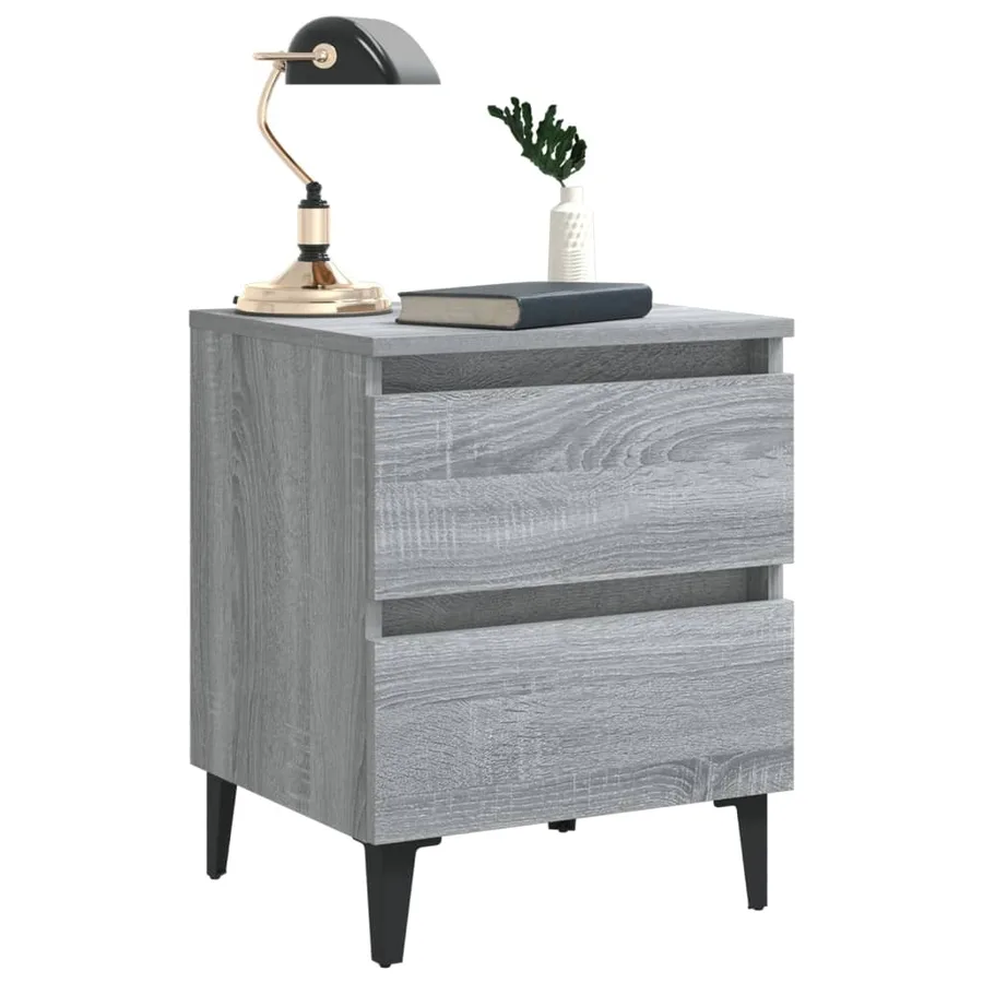 Table de chevet avec pieds en métal Sonoma gris 40x35x50 cm - 7