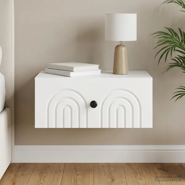 Cabinet de chevet mural avec tiroir Blanc 49 x 34,5 x 20 cm