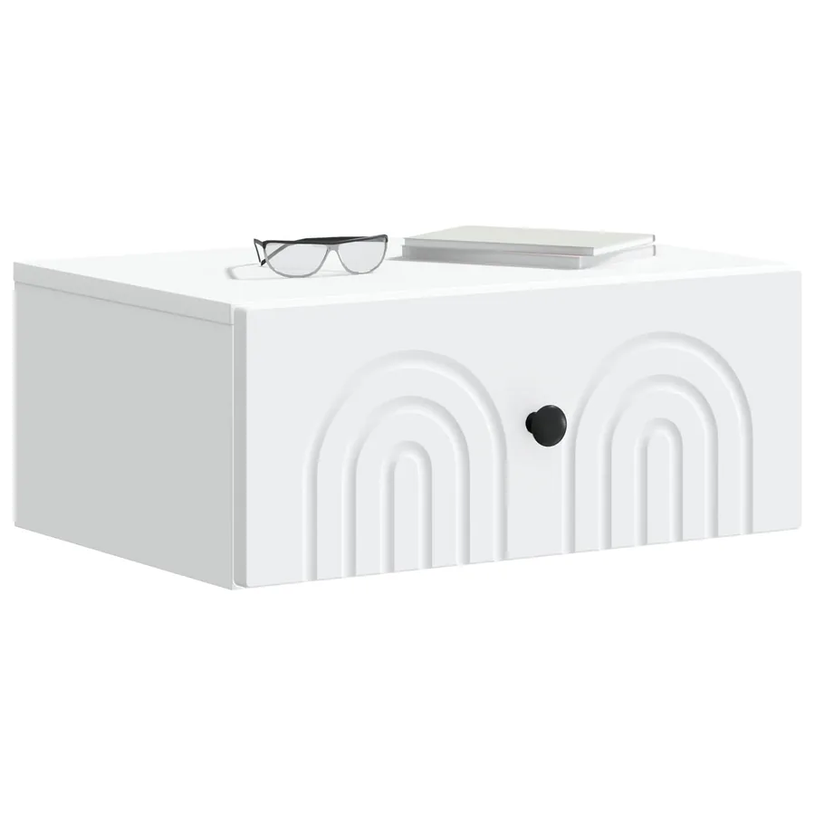 Cabinet de chevet mural avec tiroir Blanc 49 x 34,5 x 20 cm - 3