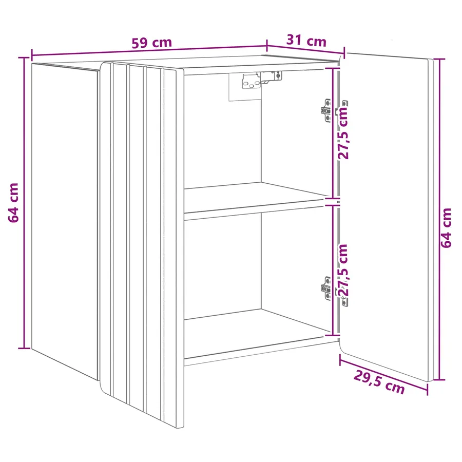 Armoire Murale Sonoma gris 59 x 31 x 64 cm Bois d'ingénierie - 8