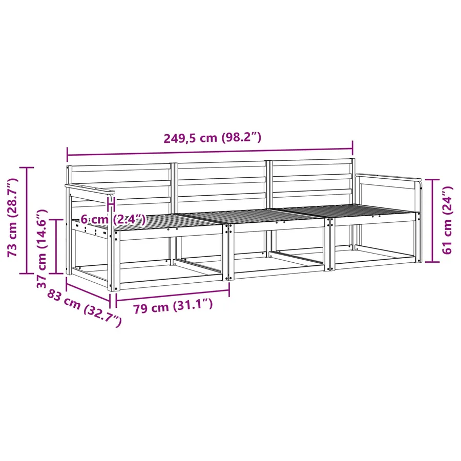 Ensemble de canapés d'extérieur 3 pcs Naturel - 6