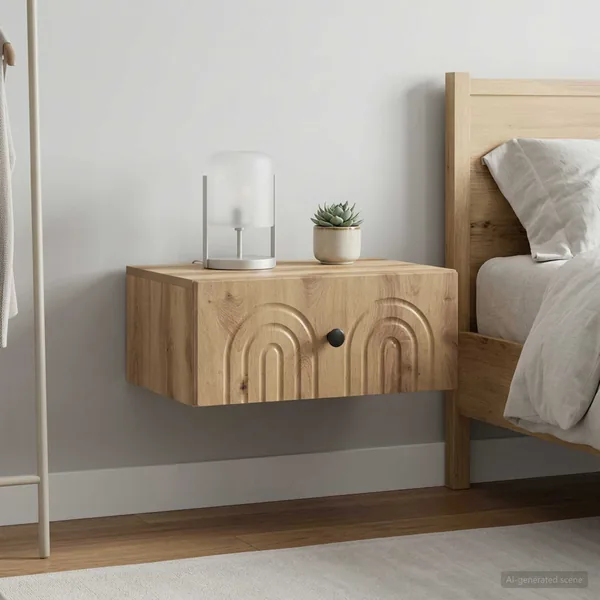 Cabinet de chevet mural 2 pc Chêne artisanal 49 x 34,5 x 20 cm