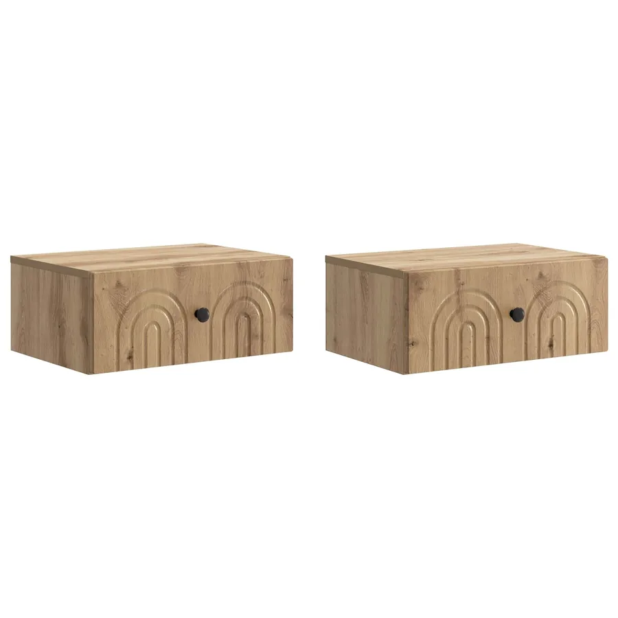 Cabinet de chevet mural 2 pc Chêne artisanal 49 x 34,5 x 20 cm - 2
