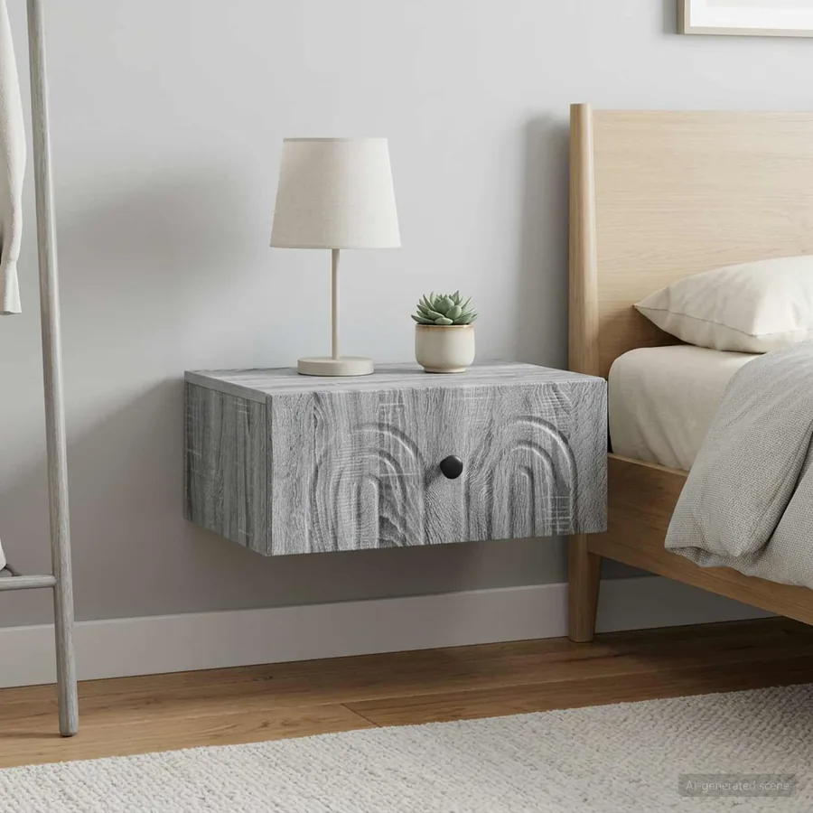 Cabinet de chevet mural 2 pcs Sonoma gris 49 x 34,5 x 20 cm - 4