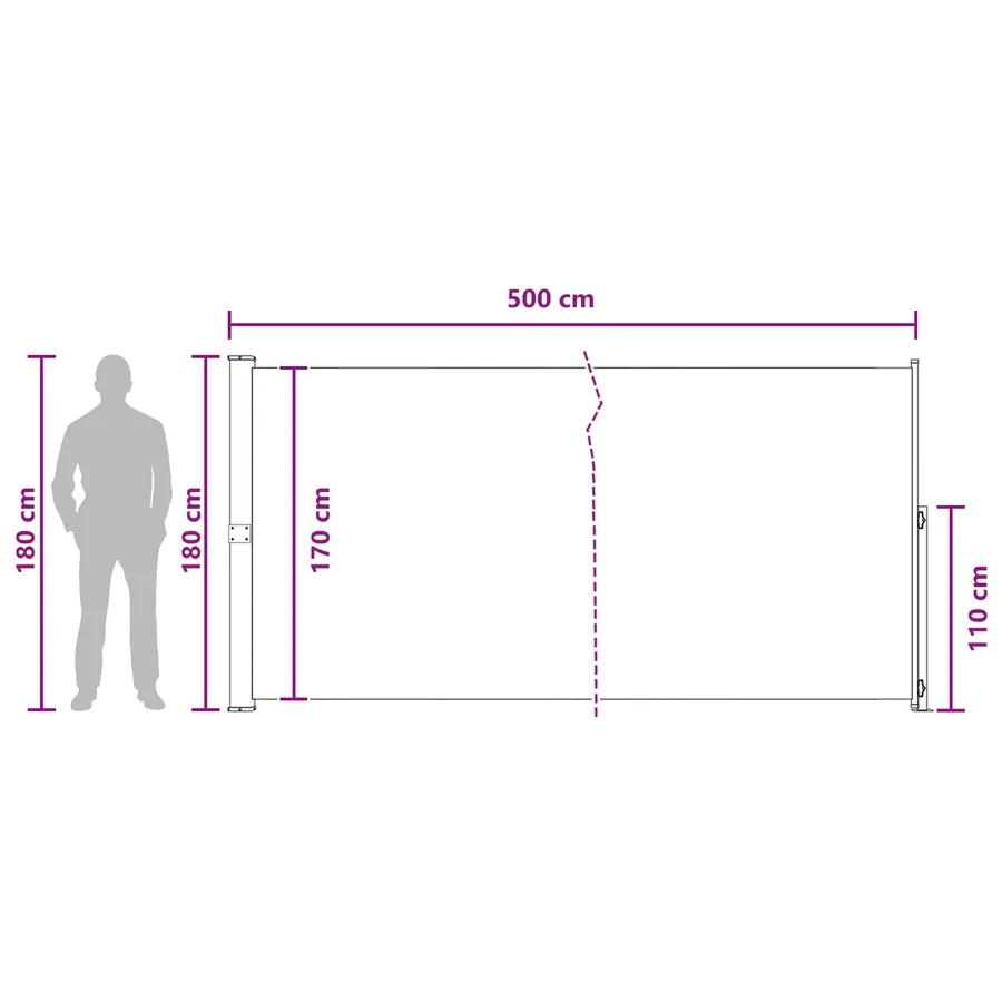 Store latéral rétractable 180 x 500 cm 100% polyester fer acier - 7