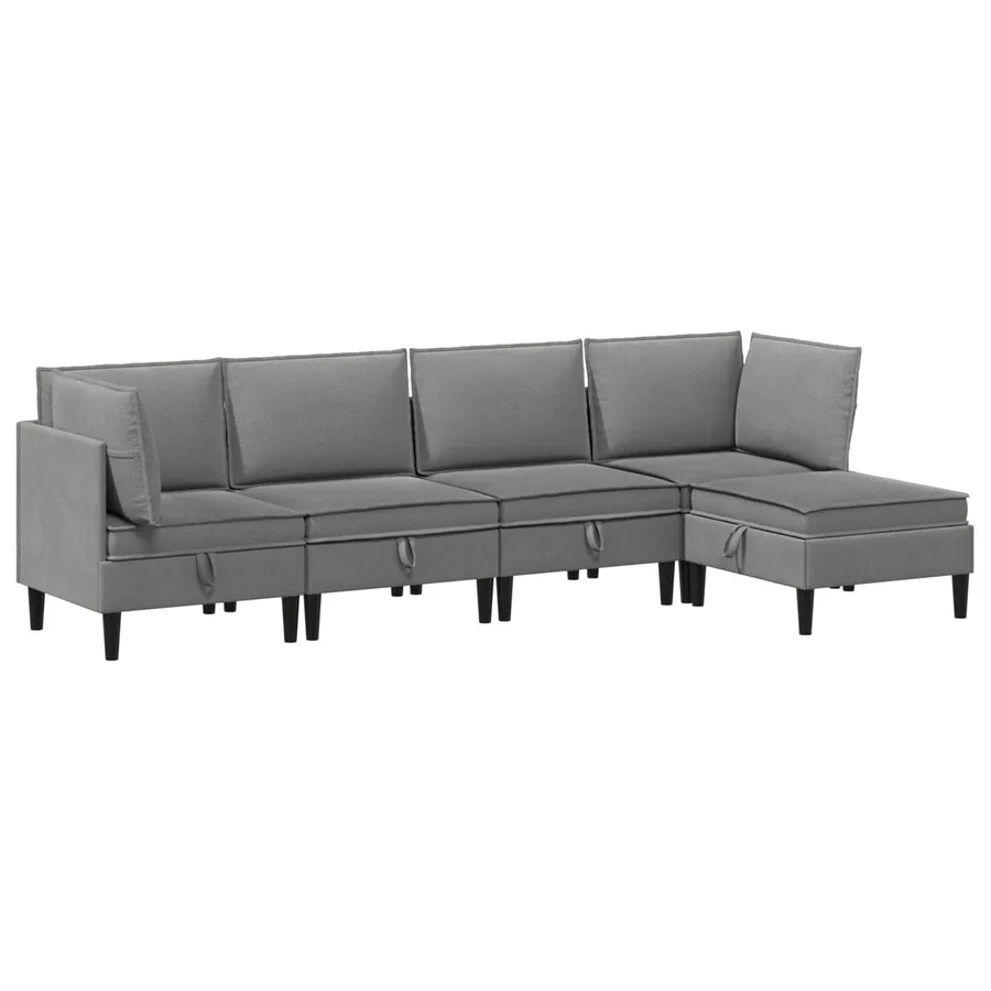 Ensemble de meubles pour le salon 5 pcs Gris foncé Tissu - 2