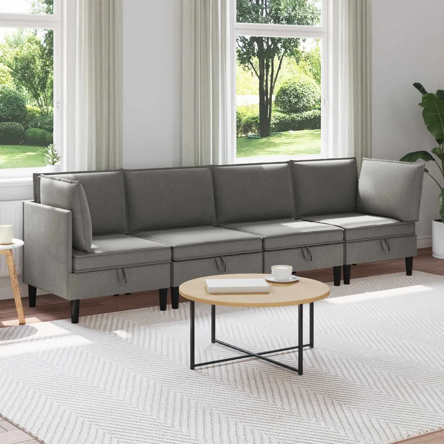 Ensemble de meubles pour le salon 4 pcs Gris foncé Tissu