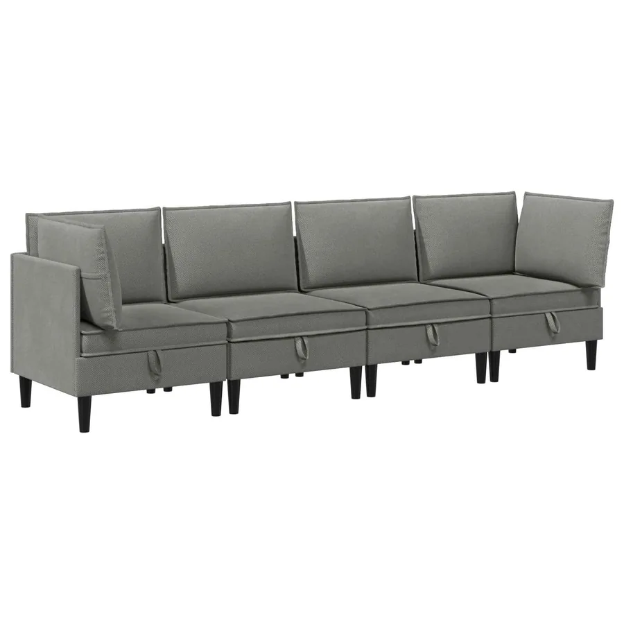 Ensemble de meubles pour le salon 4 pcs Gris foncé Tissu - 2