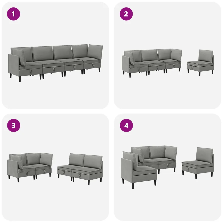 Ensemble de meubles pour le salon 4 pcs Gris foncé Tissu - 8
