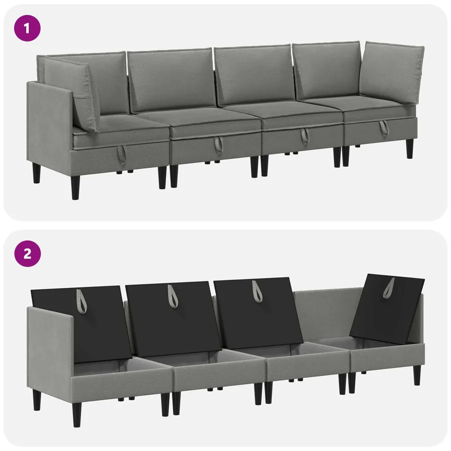Ensemble de meubles pour le salon 4 pcs Gris foncé Tissu - 9