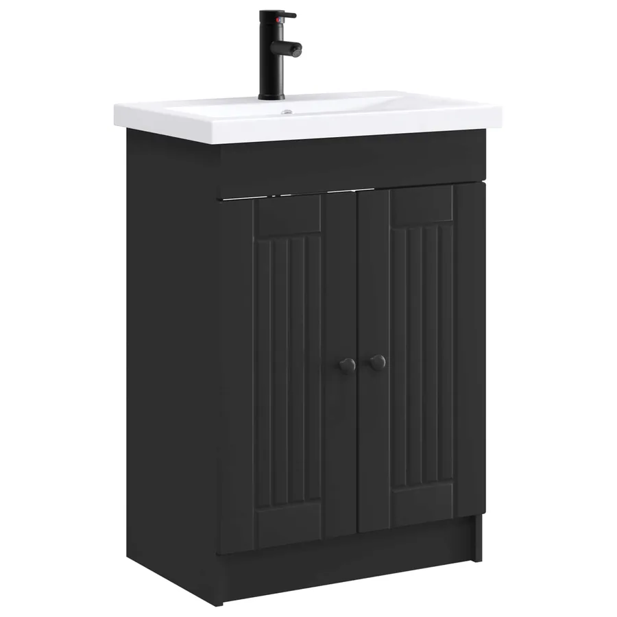 Ensemble de mobilier de salle de bain Noir 56 x 37,5 x 81 cm - 2