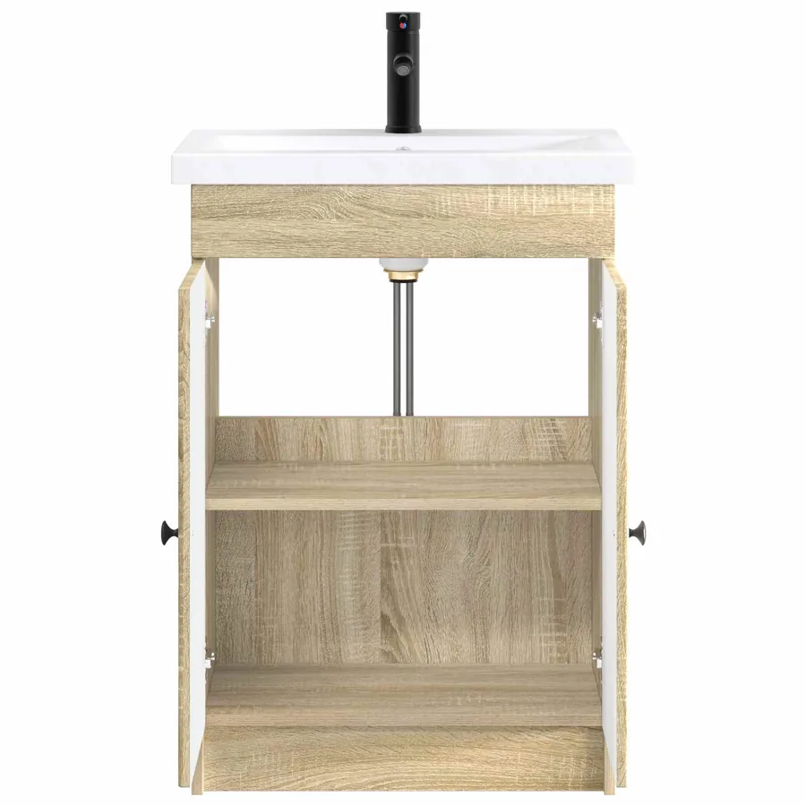 Ensemble de mobilier de salle de bain Chêne Sonoma - 3