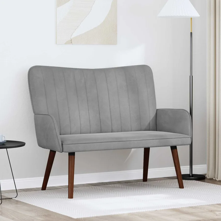 Sofa 2 places Gris clair 115 x 61 x 87 cm Velours