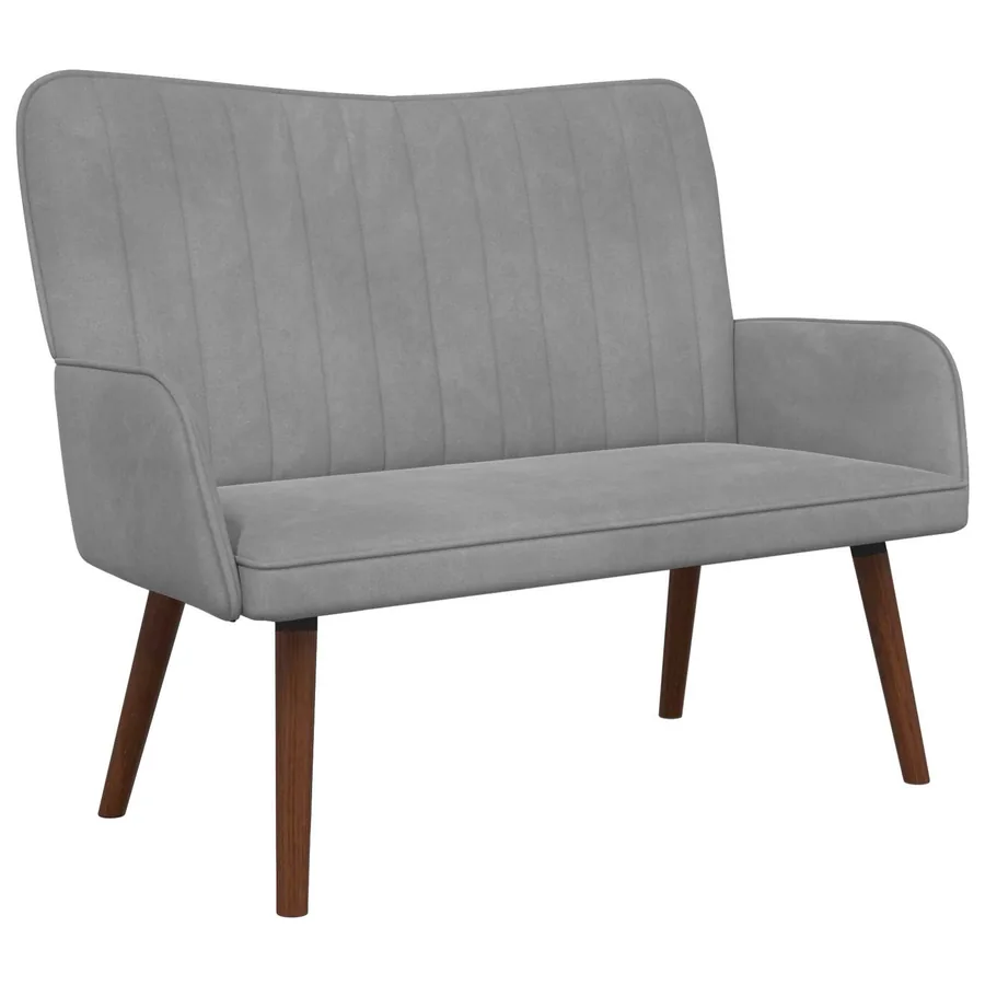 Sofa 2 places Gris clair 115 x 61 x 87 cm Velours - 2