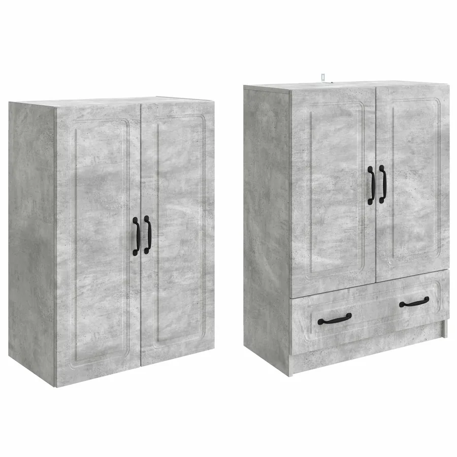 Ensemble de Meubles 2 pcs Gris béton Bois d'ingénierie - 4