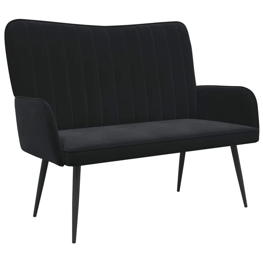 Sofa 2 places Noir 115 x 61 x 87 cm Velours - 2