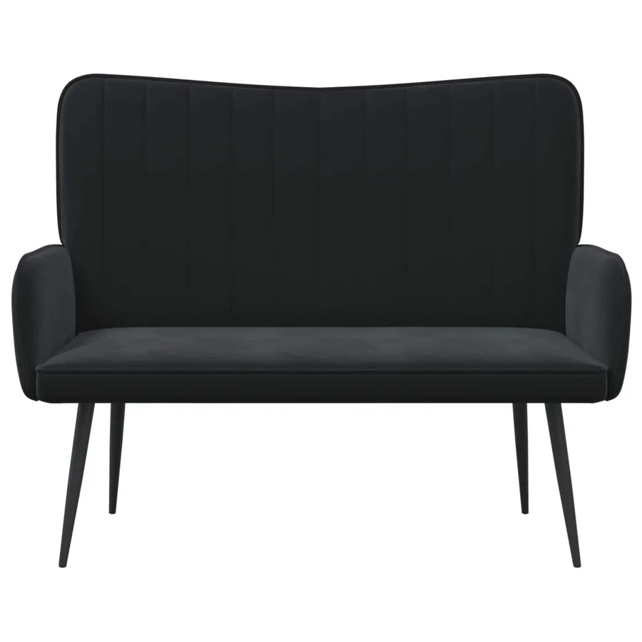 Sofa 2 places Noir 115 x 61 x 87 cm Velours - 4