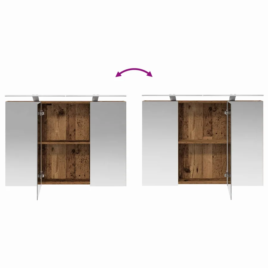 Ensemble d'armoire de salle de bain 4 pcs Bois ancien - 12