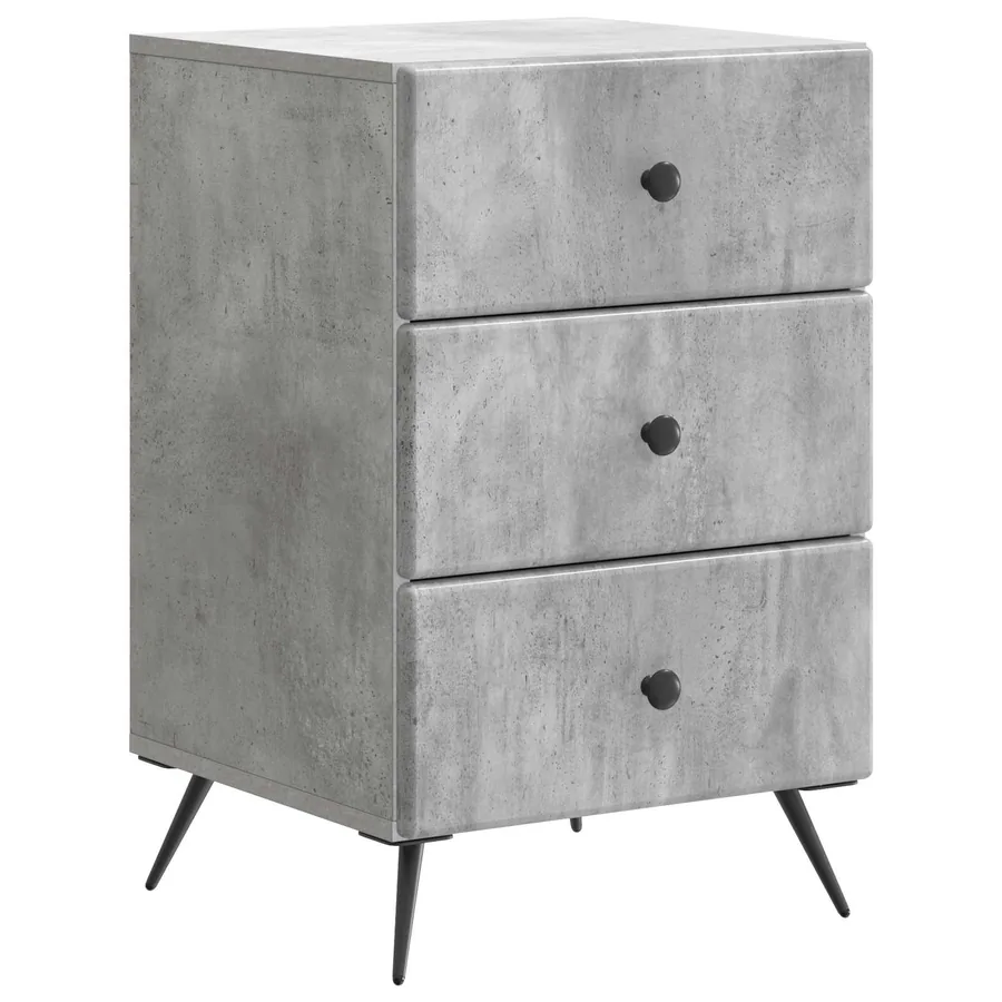 Cabinet de chevet avec tiroir Gris béton 43 x 41 x 66,5 cm - 2