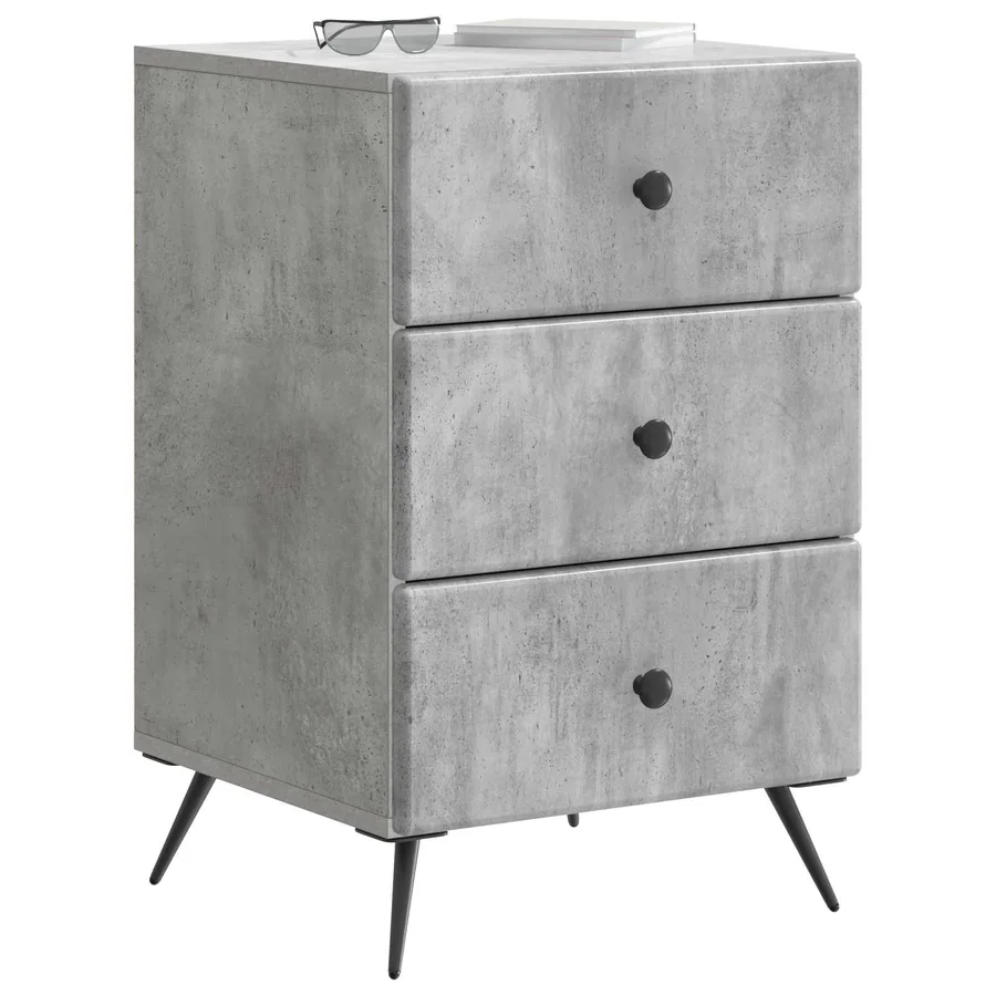 Cabinet de chevet avec tiroir Gris béton 43 x 41 x 66,5 cm - 3