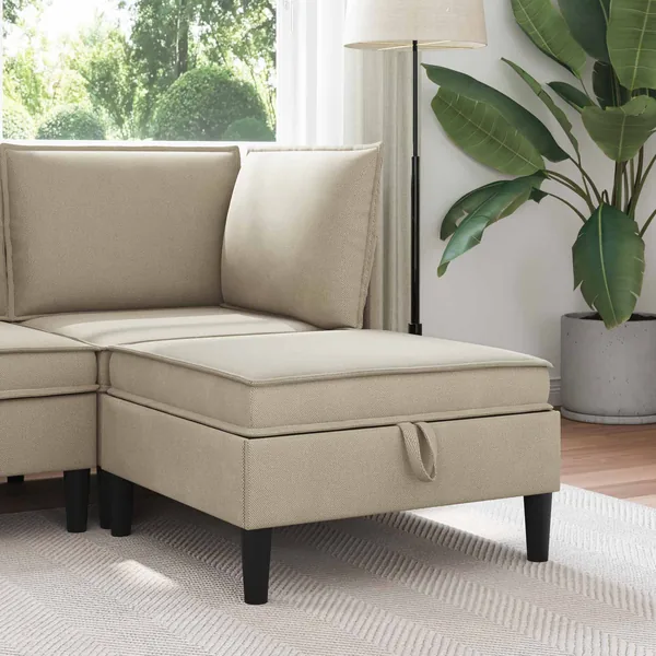 Pouf avec Rangement Sable Velours