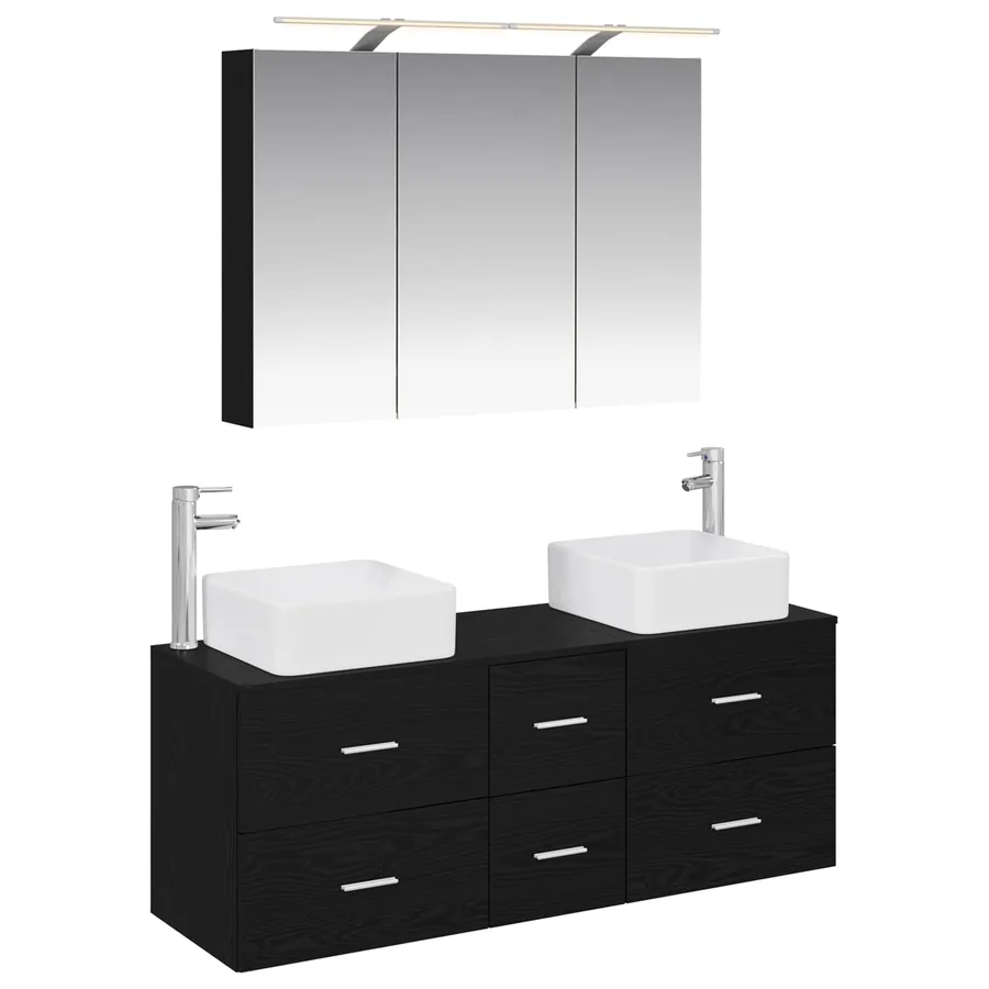 Ensemble de mobilier de salle de bain 4 pcs Chêne noir - 2