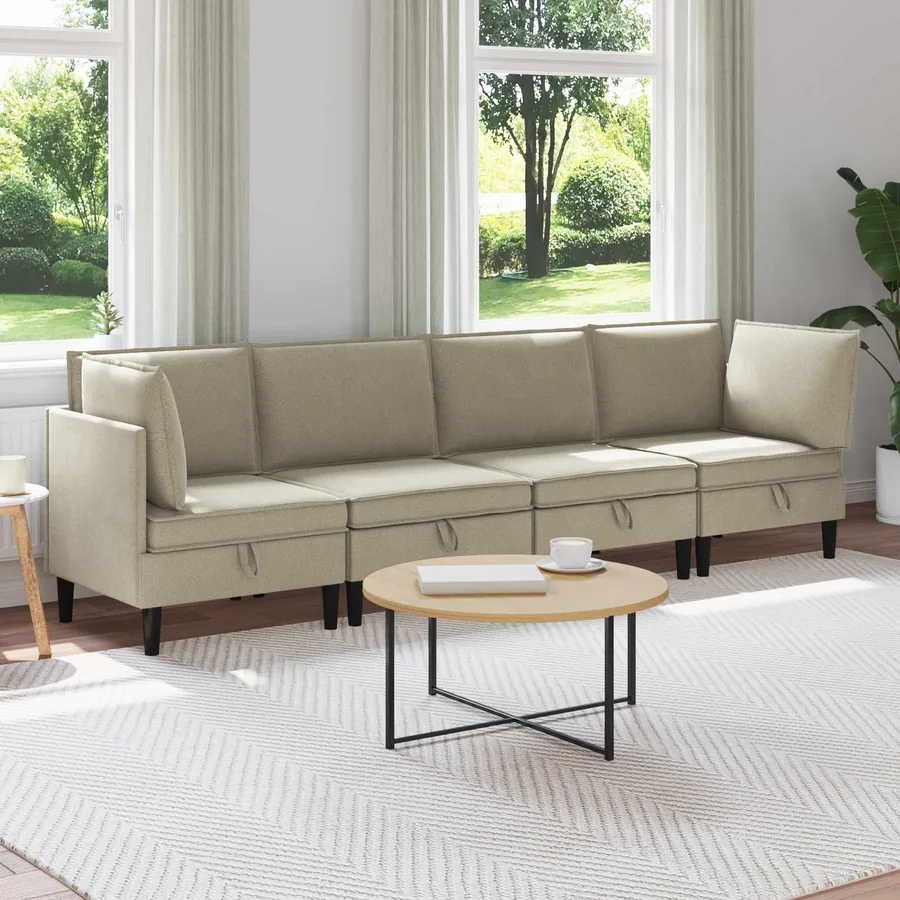 Ensemble de meubles pour le salon 4 pcs Sable Tissu