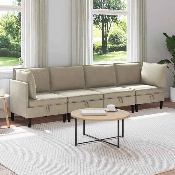 Ensemble de meubles pour le salon 4 pcs Sable Tissu