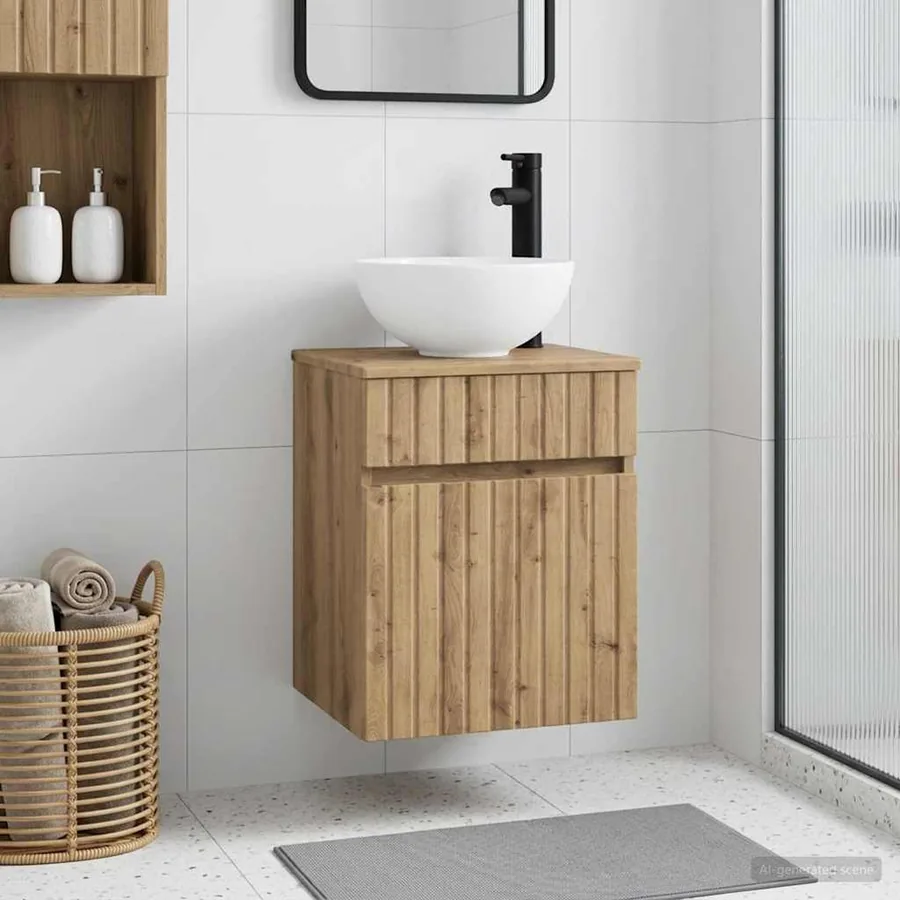 Meuble de lavabo mural Chêne artisanal 39 x 41 x 64,5 cm