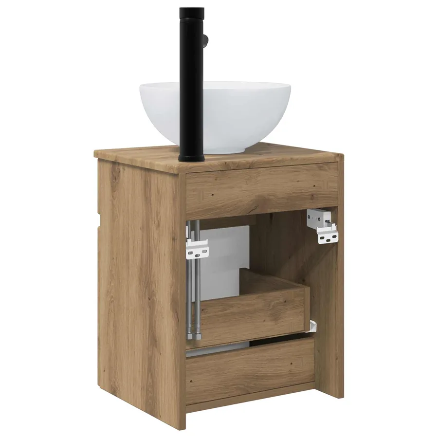 Meuble de lavabo mural Chêne artisanal 39 x 41 x 64,5 cm - 4