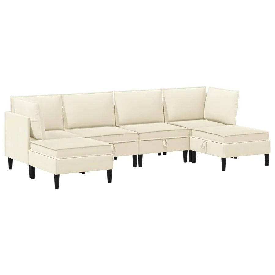 Ensemble de meubles pour le salon 6 pcs Crème Tissu - 2