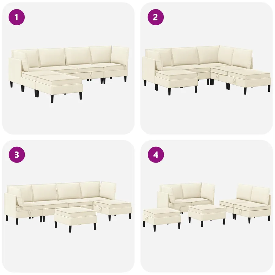 Ensemble de meubles pour le salon 6 pcs Crème Tissu - 9