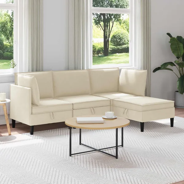 Ensemble de meubles pour le salon 4 pcs Crème Tissu