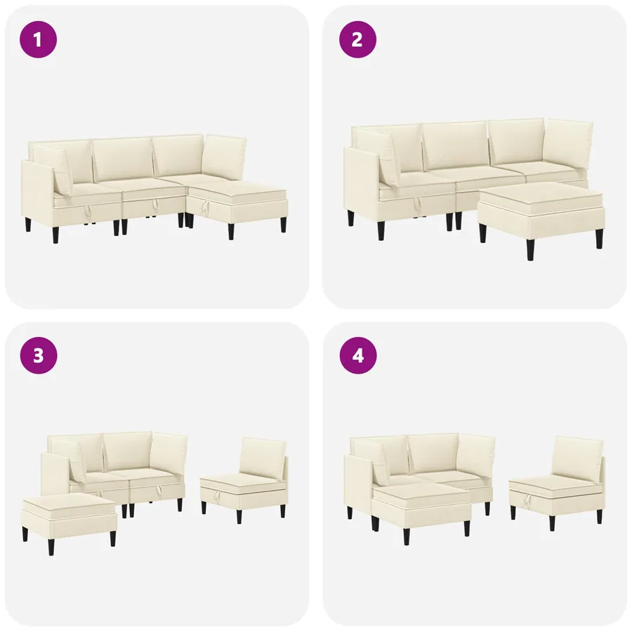 Ensemble de meubles pour le salon 4 pcs Crème Tissu - 11