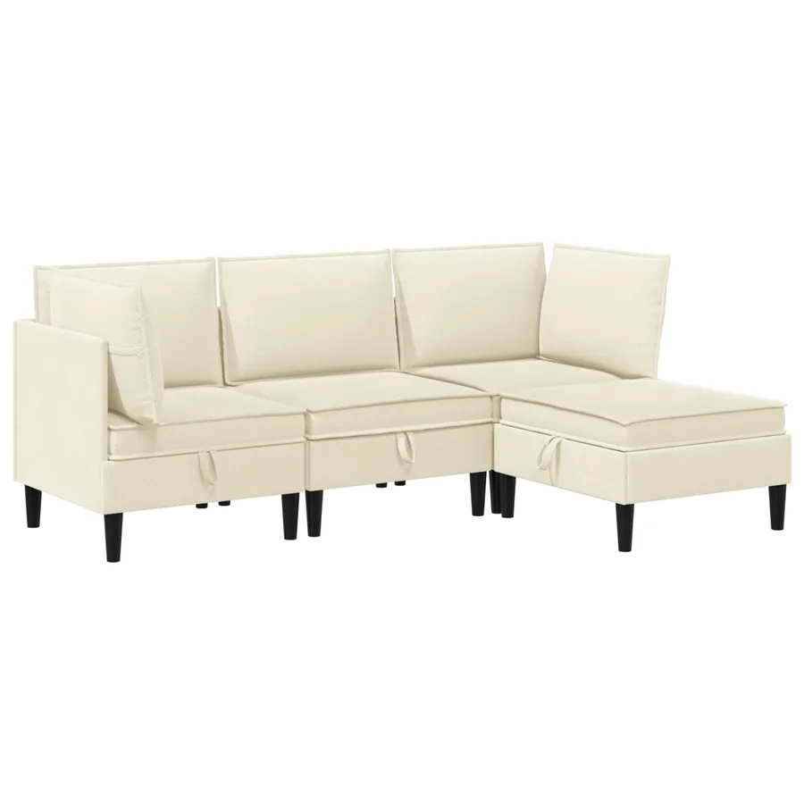 Ensemble de meubles pour le salon 4 pcs Crème Tissu - 2