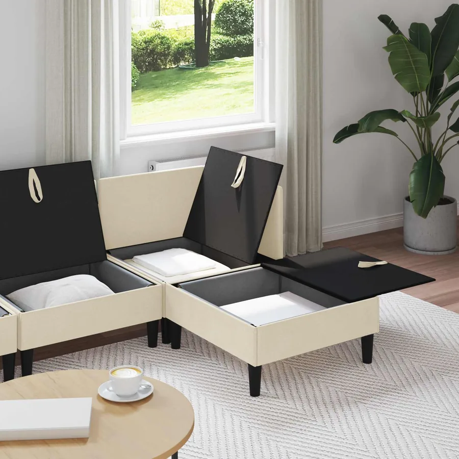 Ensemble de meubles pour le salon 4 pcs Crème Tissu - 3