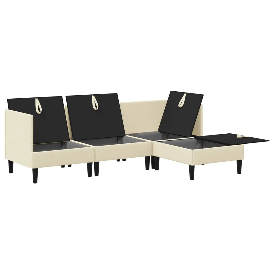 Ensemble de meubles pour le salon 4 pcs Crème Tissu - 7