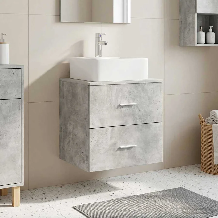 Vanité de lavabo mural Gris béton 49,5 x 41 x 63 cm
