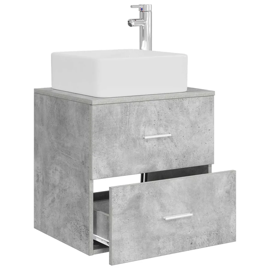 Vanité de lavabo mural Gris béton 49,5 x 41 x 63 cm - 3