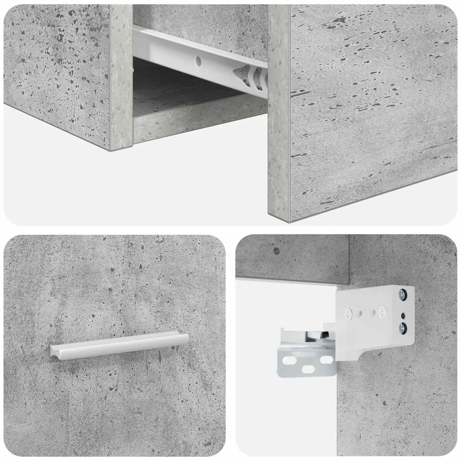 Vanité de lavabo mural Gris béton 49,5 x 41 x 63 cm - 6