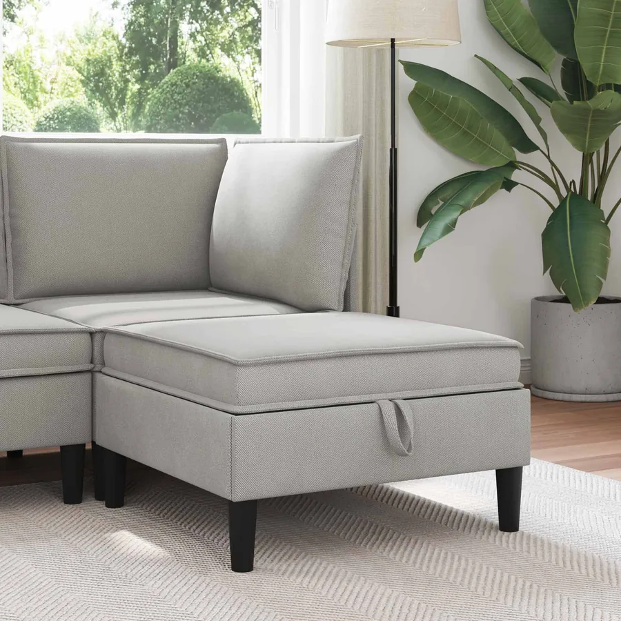 Pouf avec Rangement Gris clair Velours