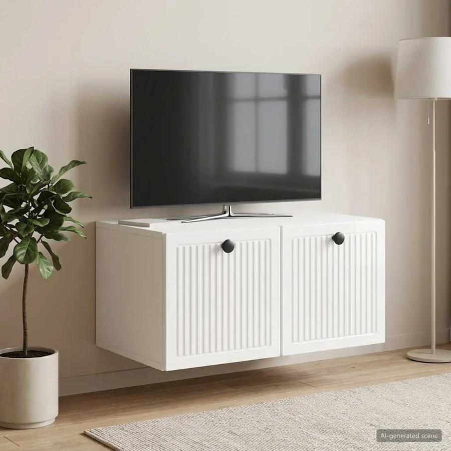 Meuble TV mural Montage mural Blanc brillant 59,5 x 41 x 30 cm - 4