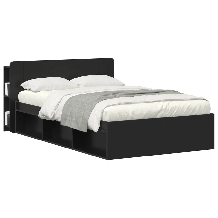 Cabinet de Tête de Lit avec stockage Noir 135 x 18,5 x 80 cm - 3